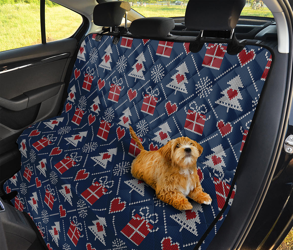 Christmas Gift Knitted Pattern Print Pet Car Back Seat Cover