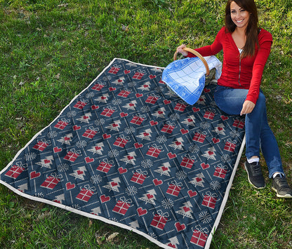 Christmas Gift Knitted Pattern Print Quilt