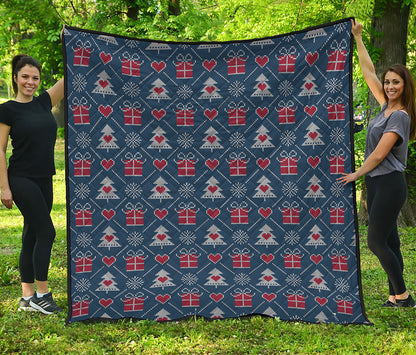 Christmas Gift Knitted Pattern Print Quilt