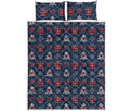 Christmas Gift Knitted Pattern Print Quilt Bed Set