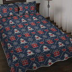 Christmas Gift Knitted Pattern Print Quilt Bed Set