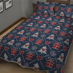 Christmas Gift Knitted Pattern Print Quilt Bed Set