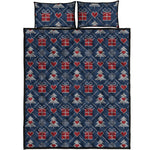 Christmas Gift Knitted Pattern Print Quilt Bed Set