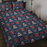 Christmas Gift Knitted Pattern Print Quilt Bed Set