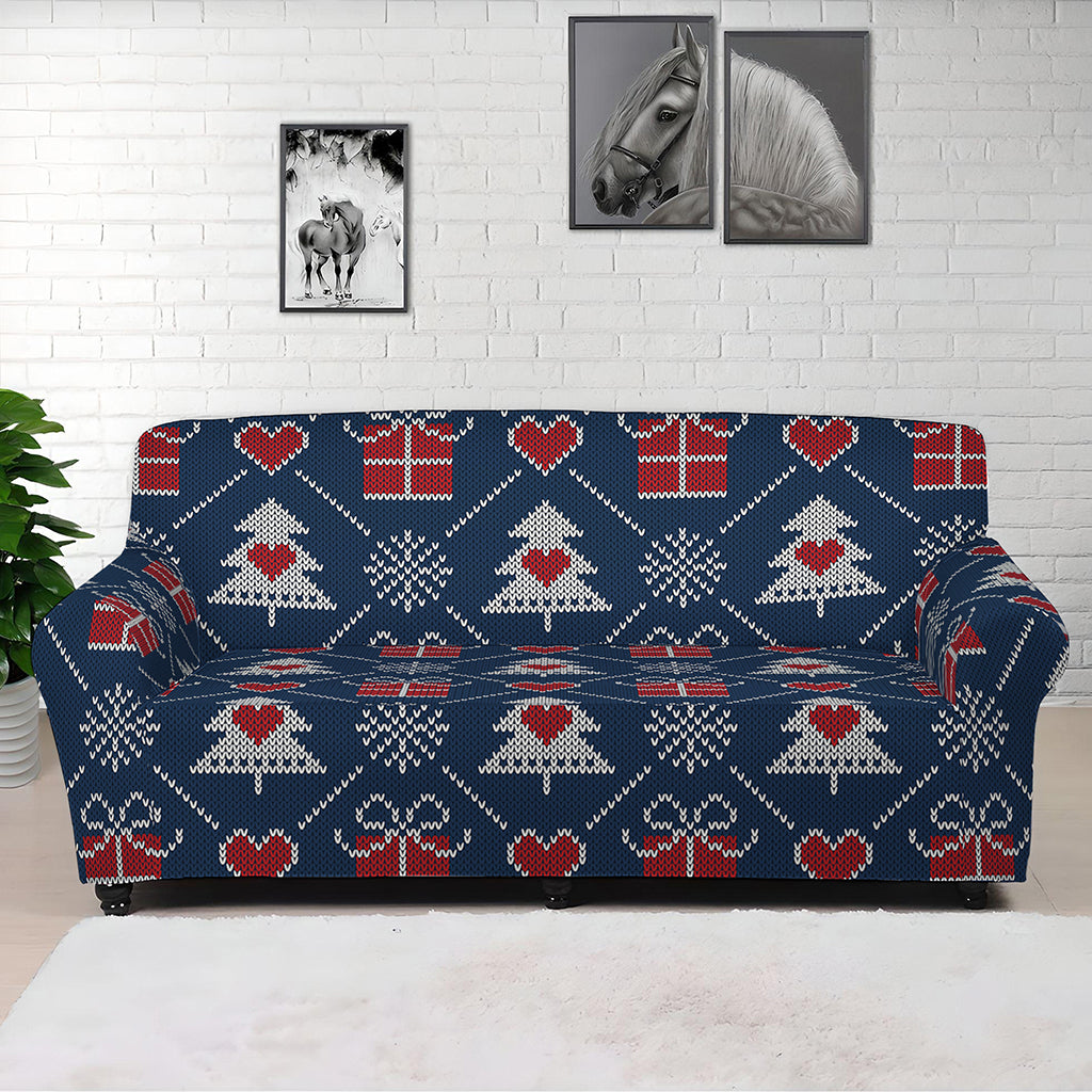 Christmas Gift Knitted Pattern Print Sofa Cover