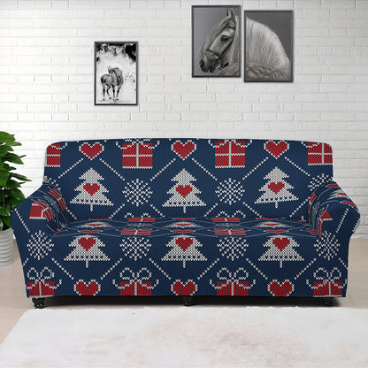 Christmas Gift Knitted Pattern Print Sofa Cover