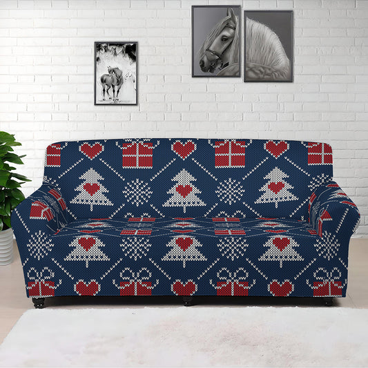 Christmas Gift Knitted Pattern Print Sofa Cover