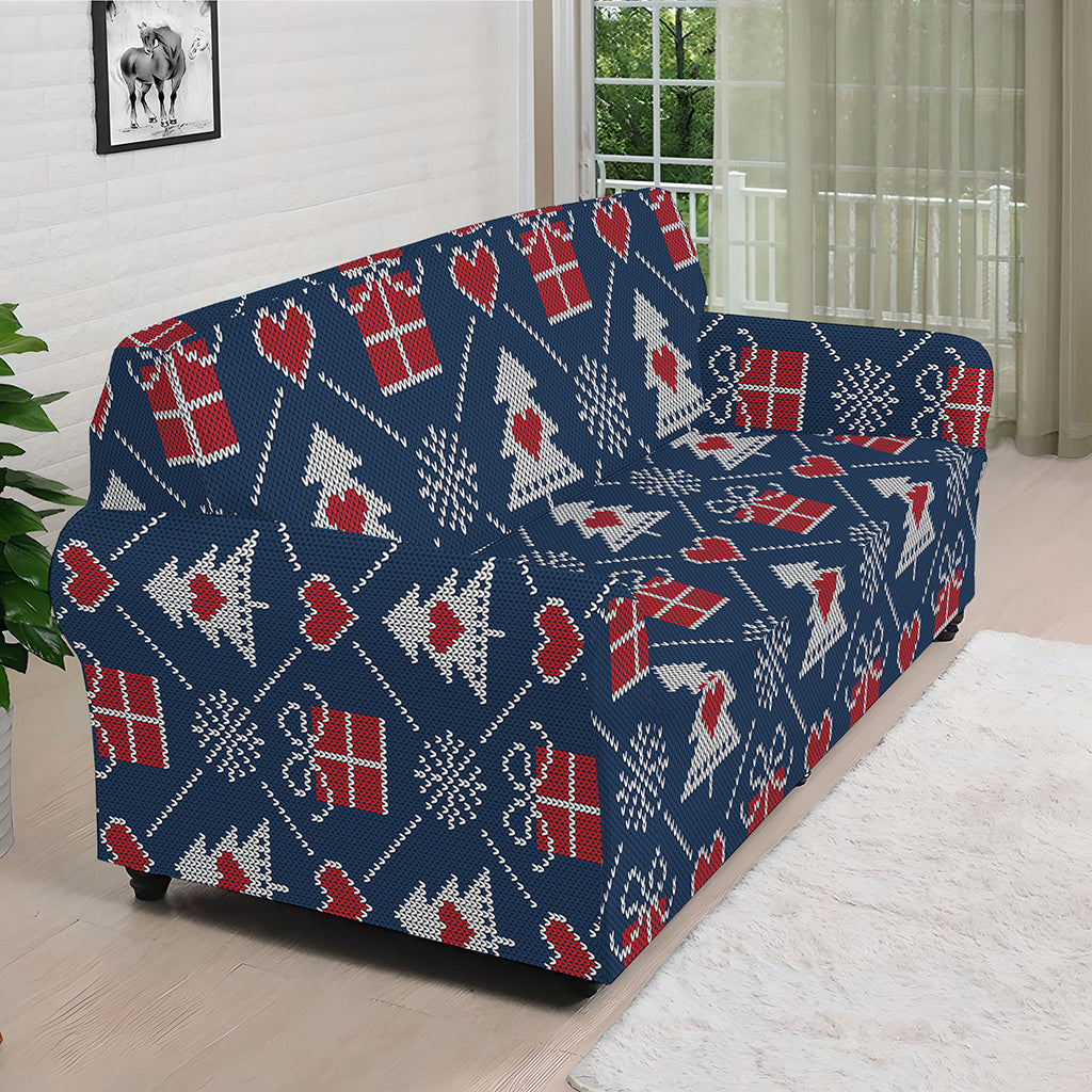 Christmas Gift Knitted Pattern Print Sofa Cover