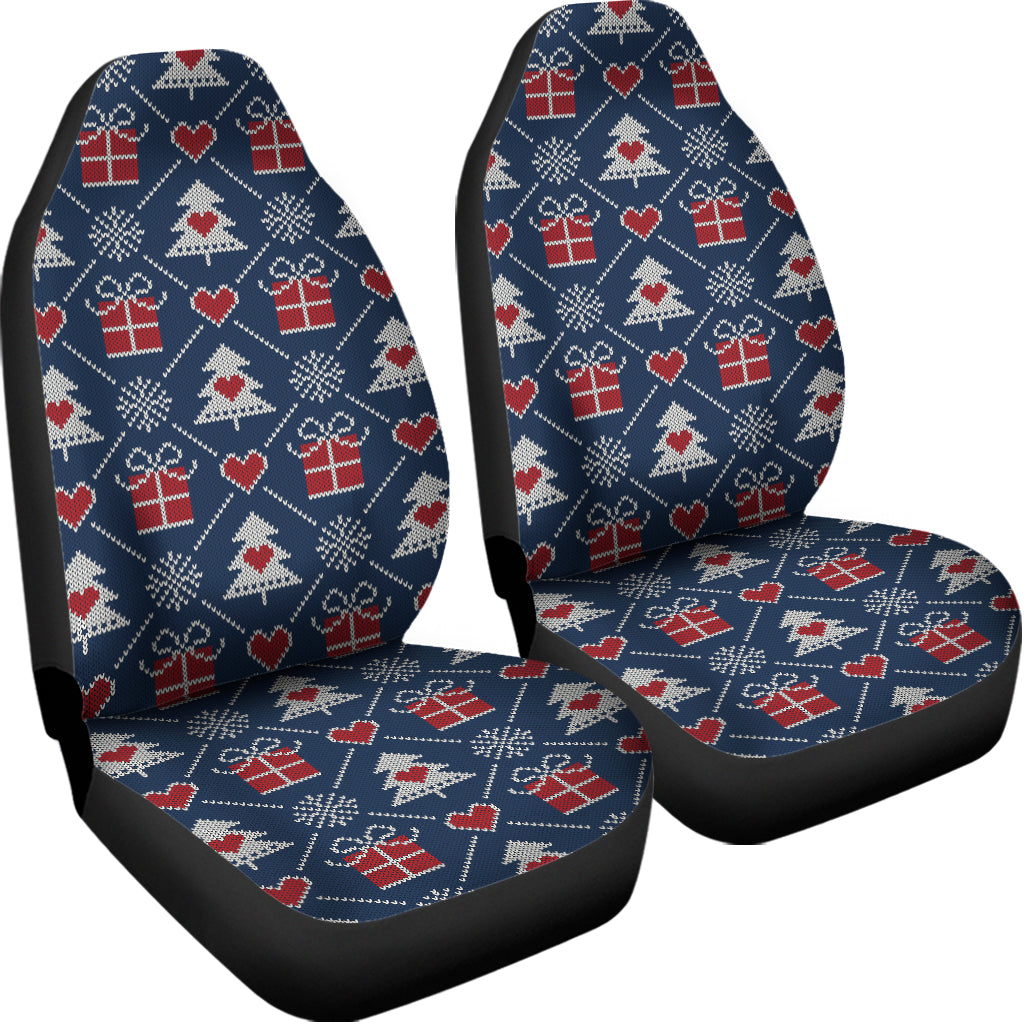 Christmas Gift Knitted Pattern Print Universal Fit Car Seat Covers