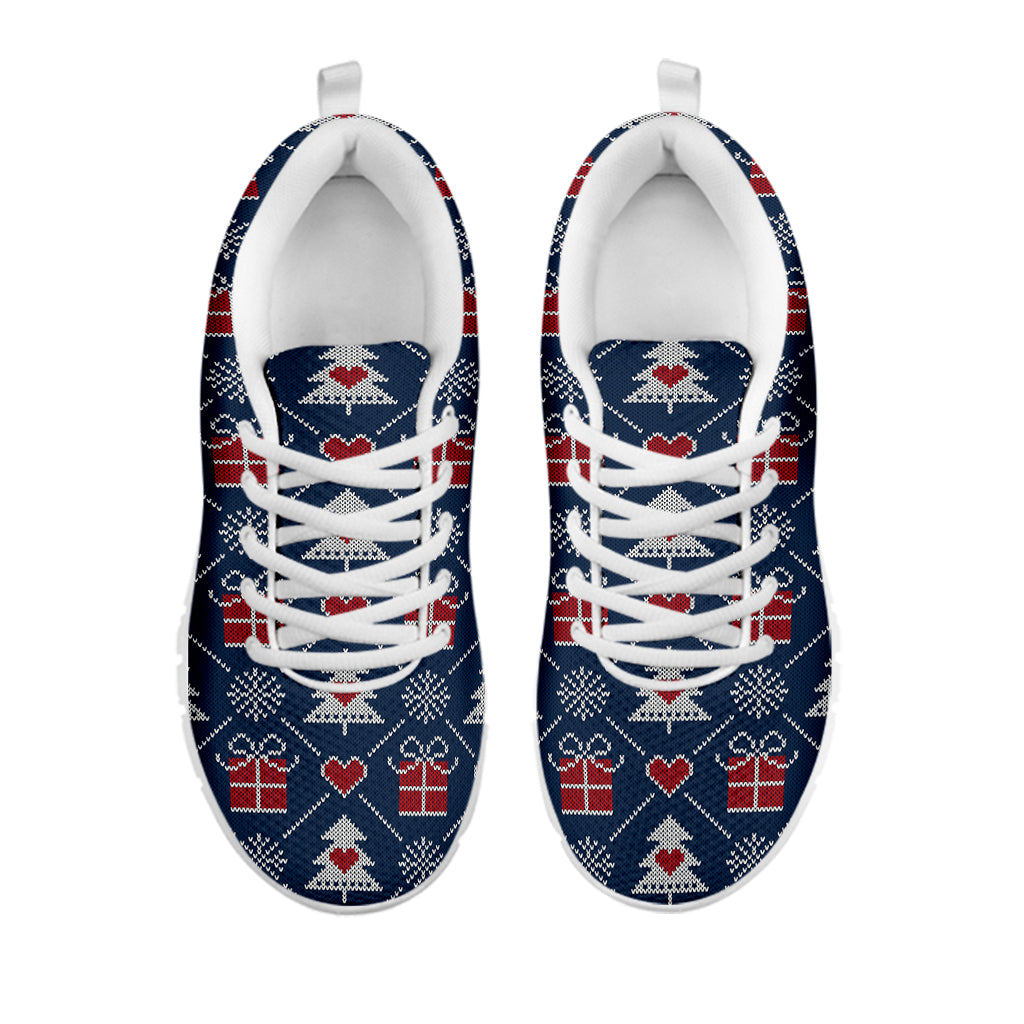 Christmas Gift Knitted Pattern Print White Sneakers