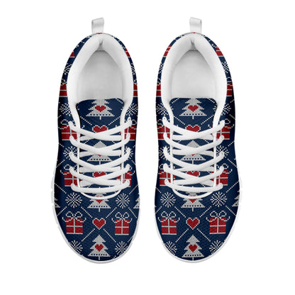 Christmas Gift Knitted Pattern Print White Sneakers