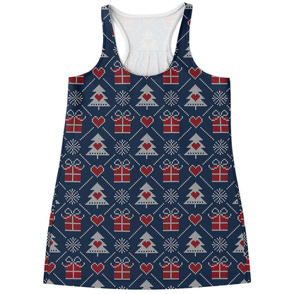 Christmas Gift Knitted Pattern Print Women's Racerback Tank Top