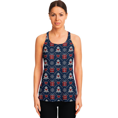Christmas Gift Knitted Pattern Print Women's Racerback Tank Top