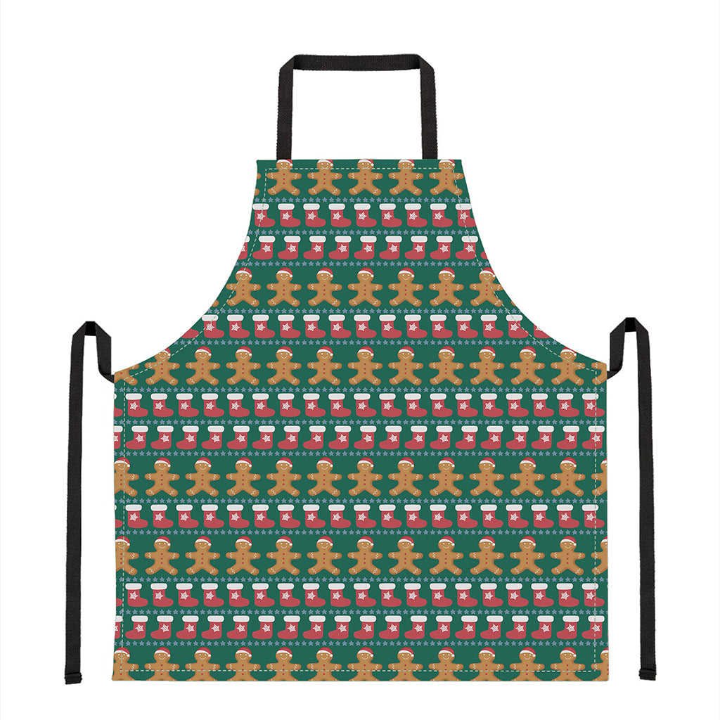 Christmas Gingerbread Man Pattern Print Apron