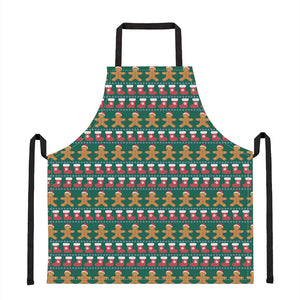 Christmas Gingerbread Man Pattern Print Apron