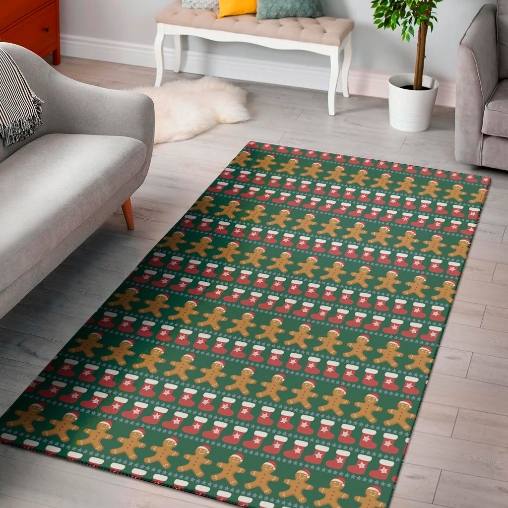 Christmas Gingerbread Man Pattern Print Area Rug