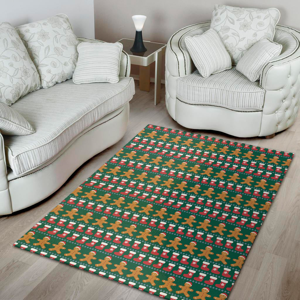 Christmas Gingerbread Man Pattern Print Area Rug