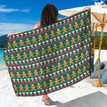 Christmas Gingerbread Man Pattern Print Beach Sarong Wrap