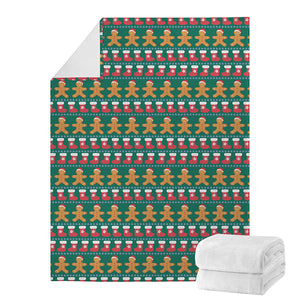 Christmas Gingerbread Man Pattern Print Blanket