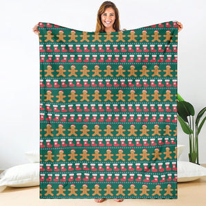 Christmas Gingerbread Man Pattern Print Blanket