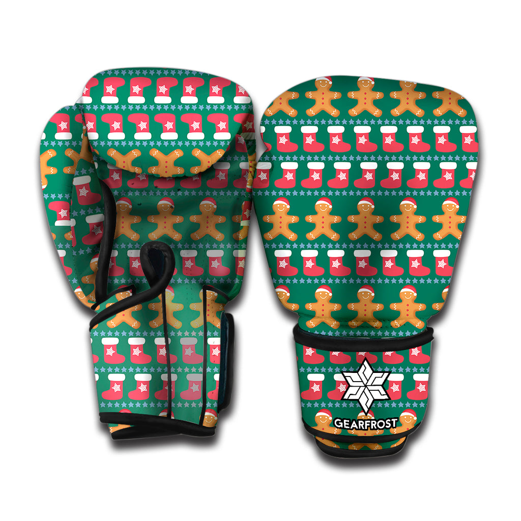 Christmas Gingerbread Man Pattern Print Boxing Gloves