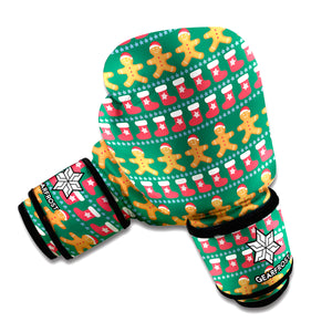 Christmas Gingerbread Man Pattern Print Boxing Gloves