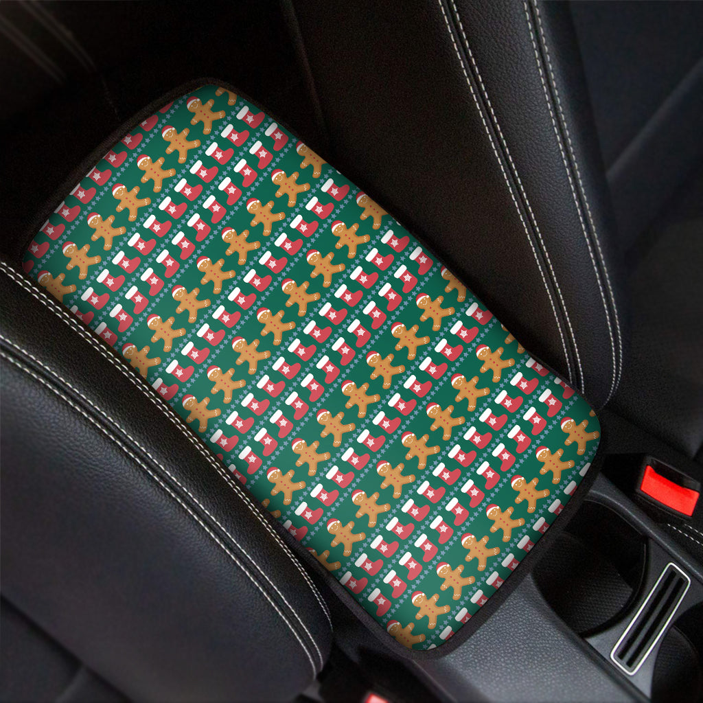 Christmas Gingerbread Man Pattern Print Car Center Console Cover