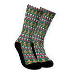 Christmas Gingerbread Man Pattern Print Crew Socks