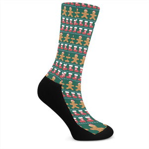 Christmas Gingerbread Man Pattern Print Crew Socks