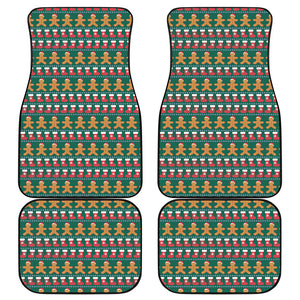 Christmas Gingerbread Man Pattern Print Front and Back Car Floor Mats