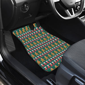 Christmas Gingerbread Man Pattern Print Front and Back Car Floor Mats