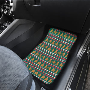 Christmas Gingerbread Man Pattern Print Front and Back Car Floor Mats