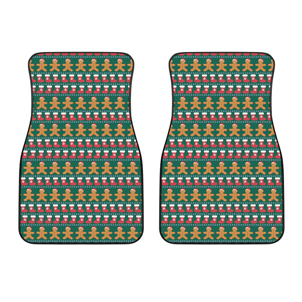 Christmas Gingerbread Man Pattern Print Front Car Floor Mats