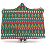 Christmas Gingerbread Man Pattern Print Hooded Blanket