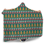 Christmas Gingerbread Man Pattern Print Hooded Blanket
