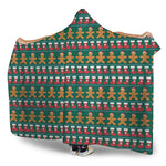 Christmas Gingerbread Man Pattern Print Hooded Blanket
