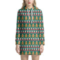 Christmas Gingerbread Man Pattern Print Pullover Hoodie Dress