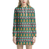 Christmas Gingerbread Man Pattern Print Hoodie Dress