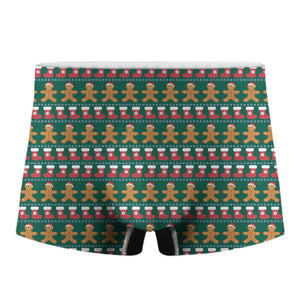 Christmas Gingerbread Man Pattern Print Men's Boxer Briefs