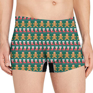 Christmas Gingerbread Man Pattern Print Men's Boxer Briefs