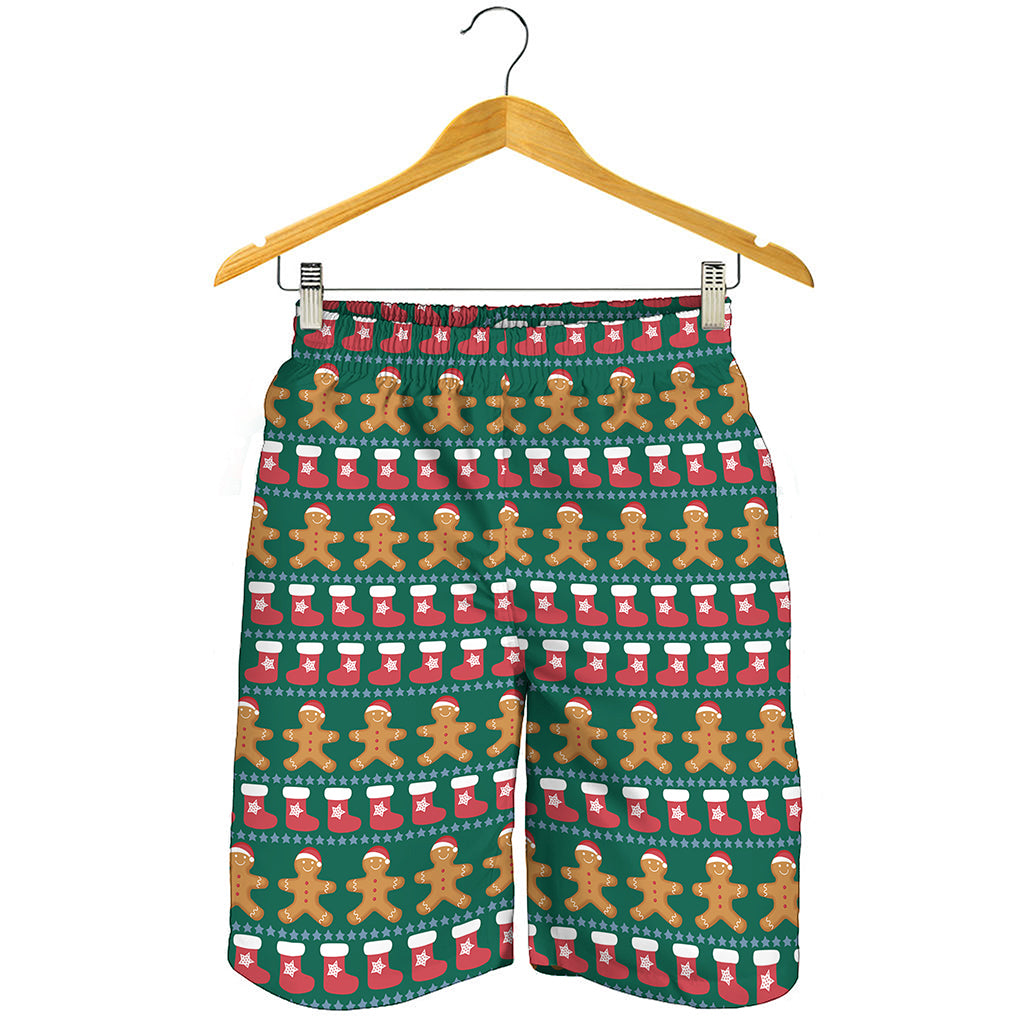 Christmas Gingerbread Man Pattern Print Men's Shorts