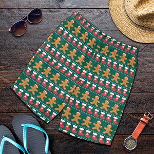 Christmas Gingerbread Man Pattern Print Men's Shorts