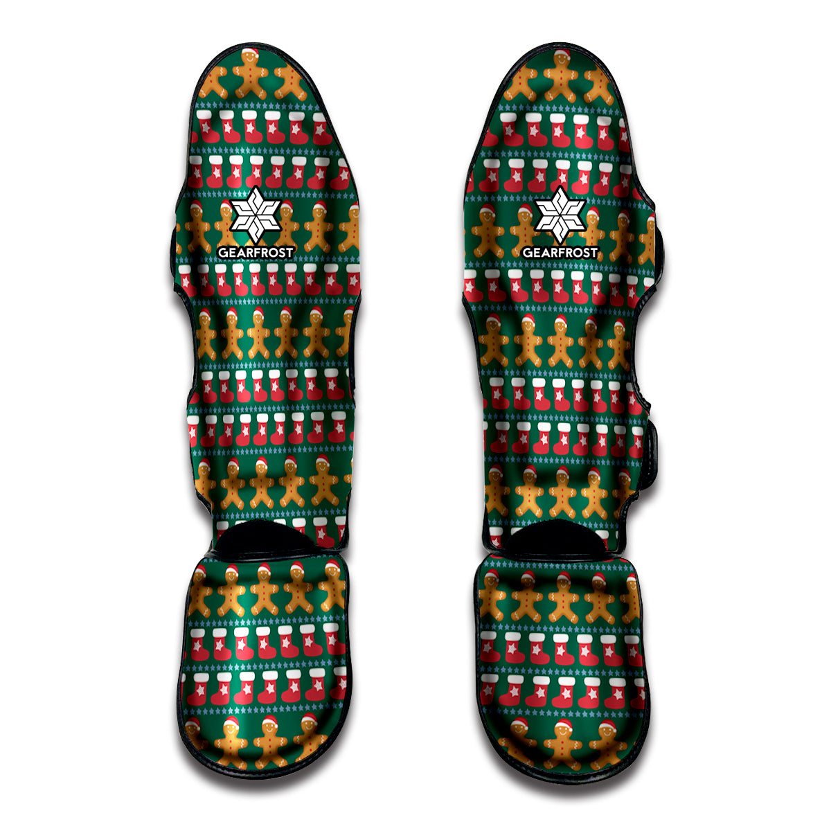 Christmas Gingerbread Man Pattern Print Muay Thai Shin Guard