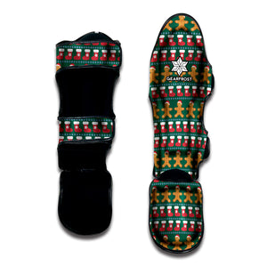 Christmas Gingerbread Man Pattern Print Muay Thai Shin Guard