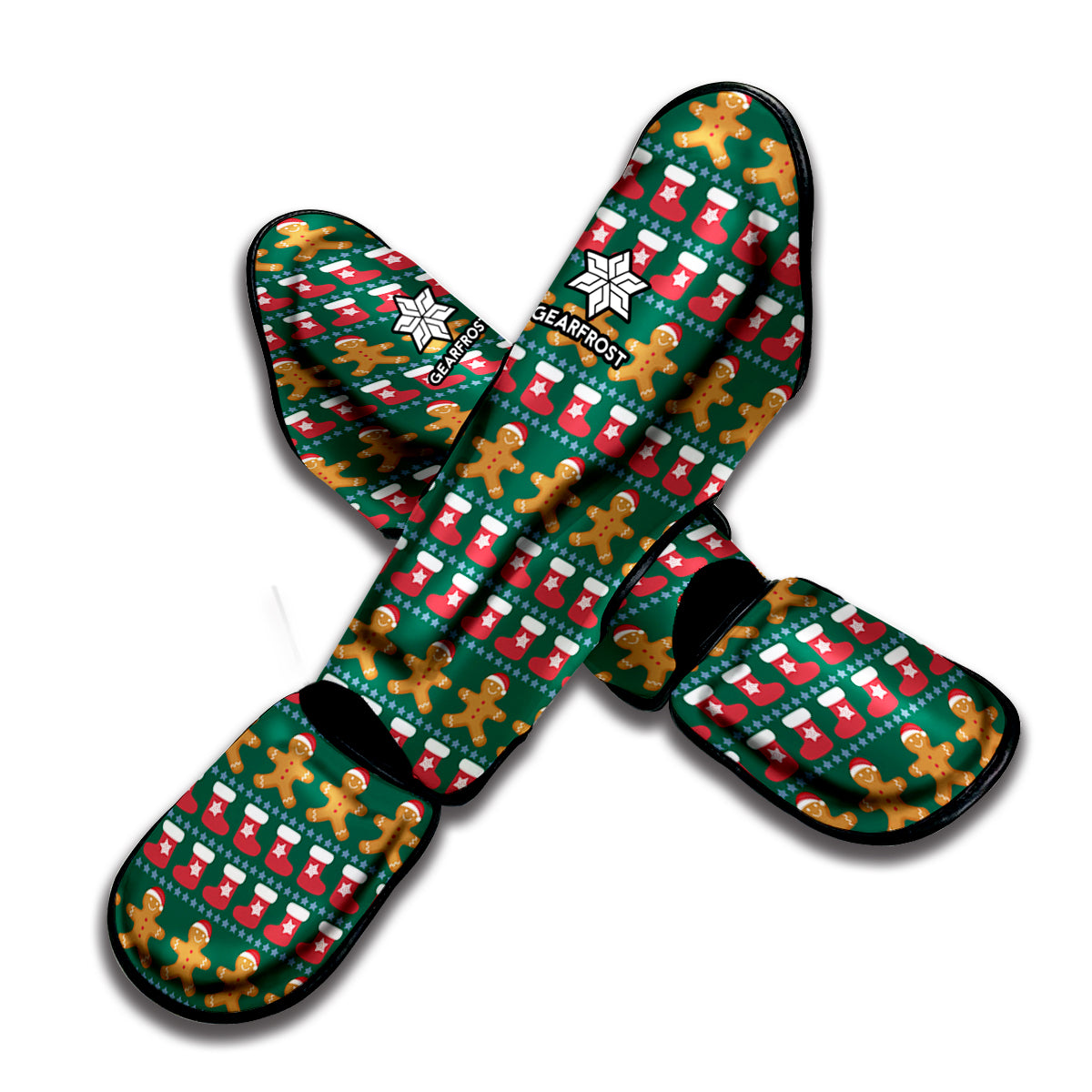 Christmas Gingerbread Man Pattern Print Muay Thai Shin Guard