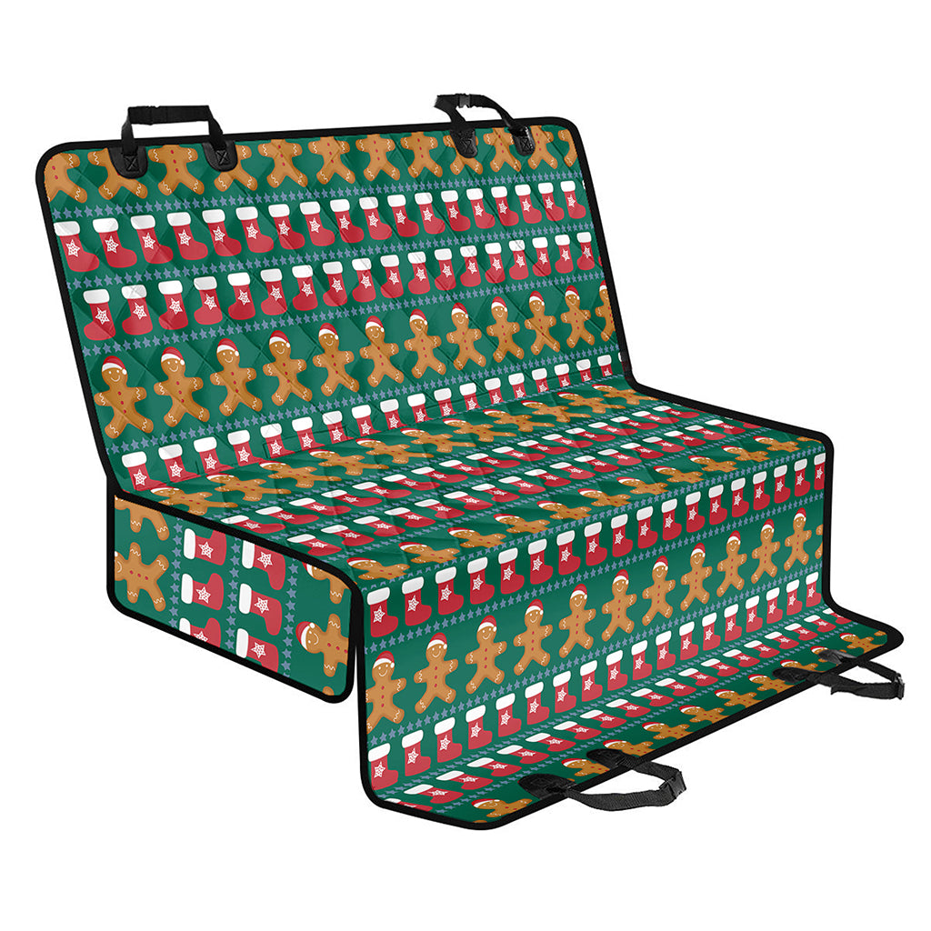 Christmas Gingerbread Man Pattern Print Pet Car Back Seat Cover