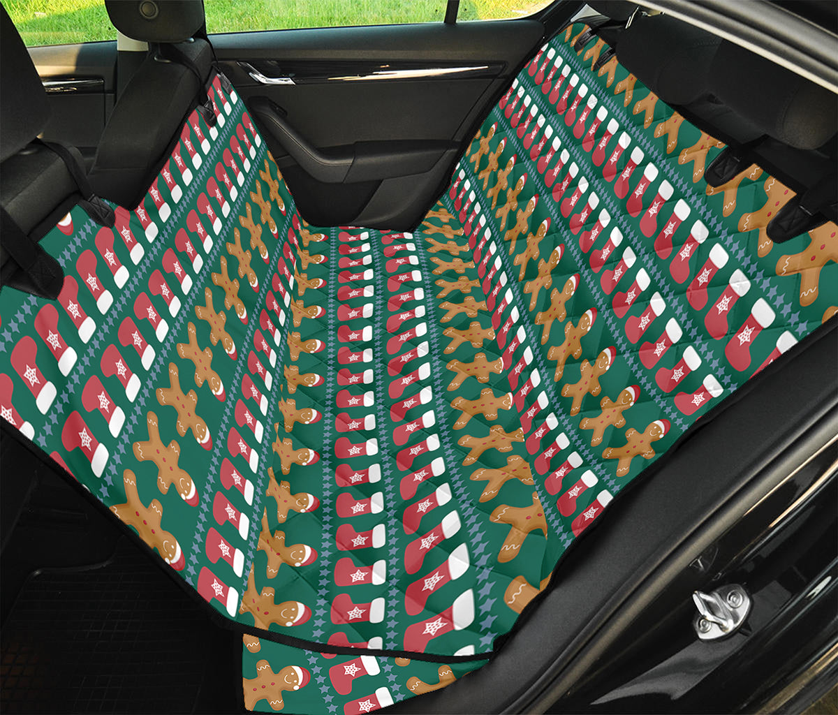 Christmas Gingerbread Man Pattern Print Pet Car Back Seat Cover