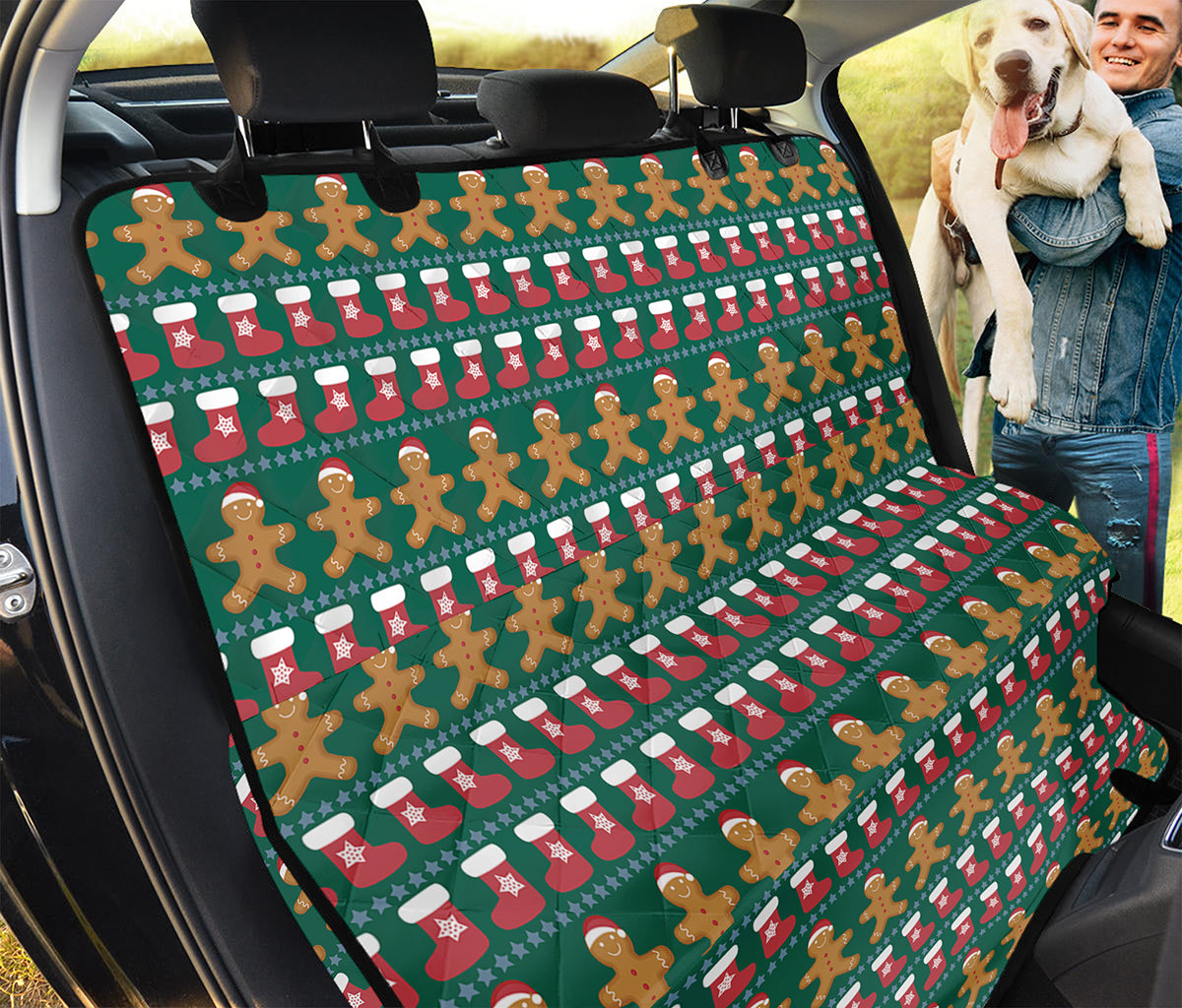 Christmas Gingerbread Man Pattern Print Pet Car Back Seat Cover