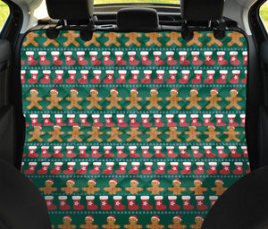 Christmas Gingerbread Man Pattern Print Pet Car Back Seat Cover