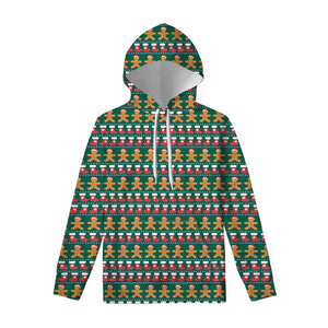 Christmas Gingerbread Man Pattern Print Pullover Hoodie